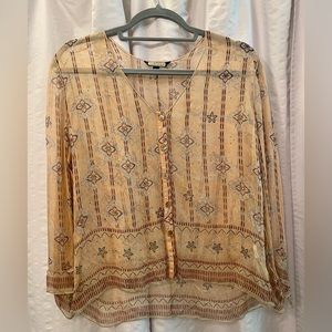 Rozae Nichols Shear Pale Pink and Crystal Embellished Blouse Size Large